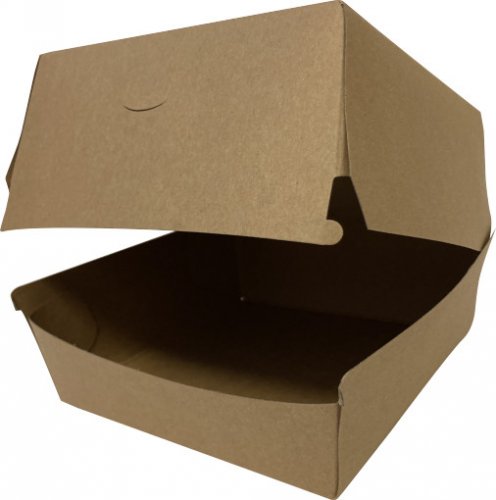 Burger box IQ KRAFT / 13,5 x 13,5 x 10cm / tuková bariéra / balík (50 ks) - Balení: balík (50 ks)